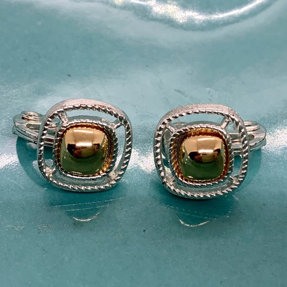 HMN Two Tone Clip On Earrings - Picture 5 of 9